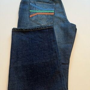 VINTAGE Rocawear Jeans Baggy Denim Blue Dark Wash Embroidered Hip Hop Mens 38x33